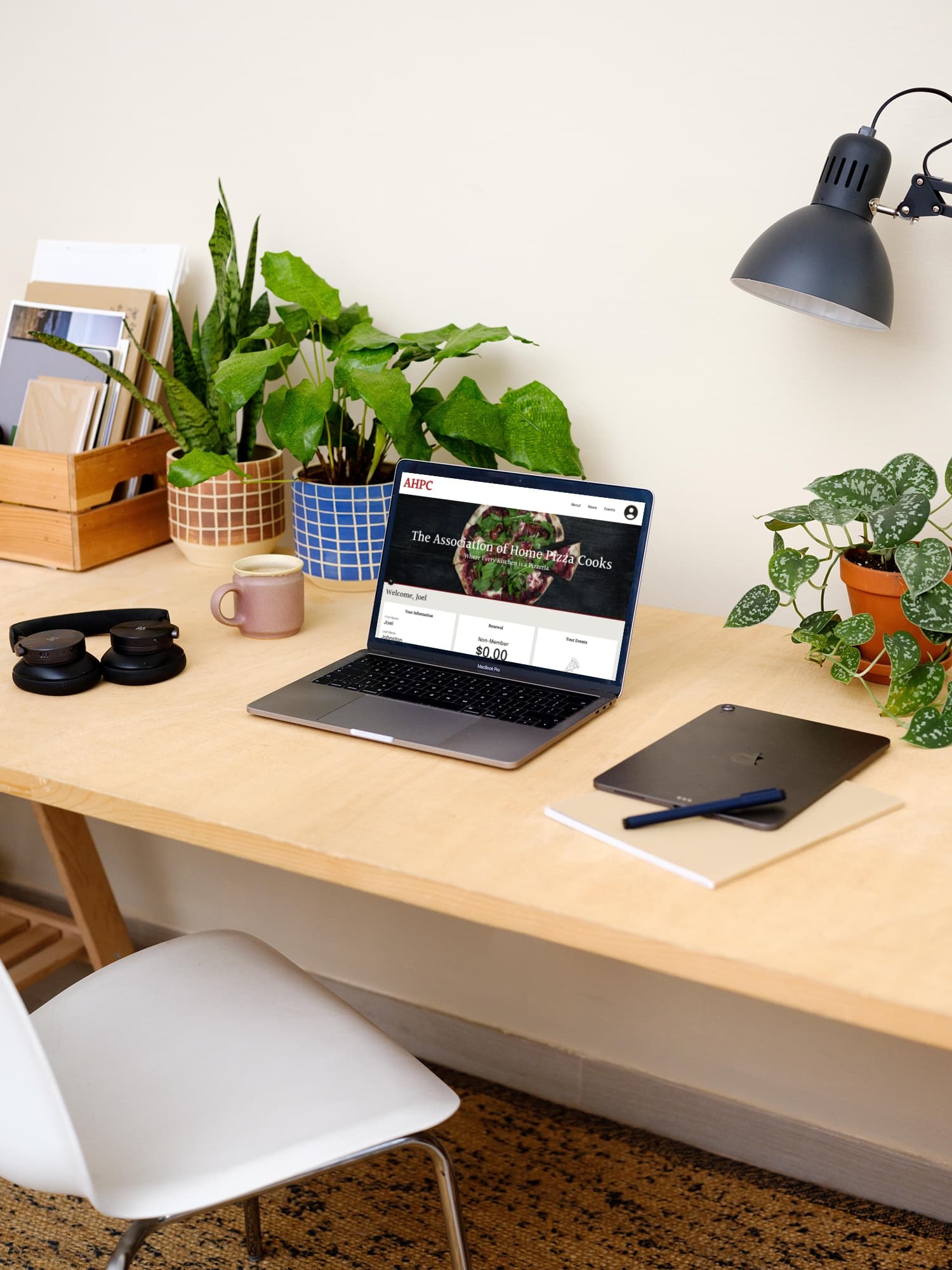 A computer and a headset